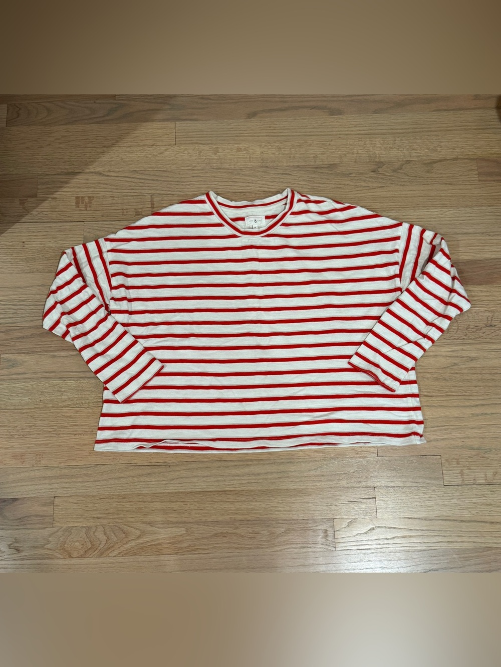 LIKE NEW Lou & Grey Red & White Striped Long Sleeve Tee, Size Medium